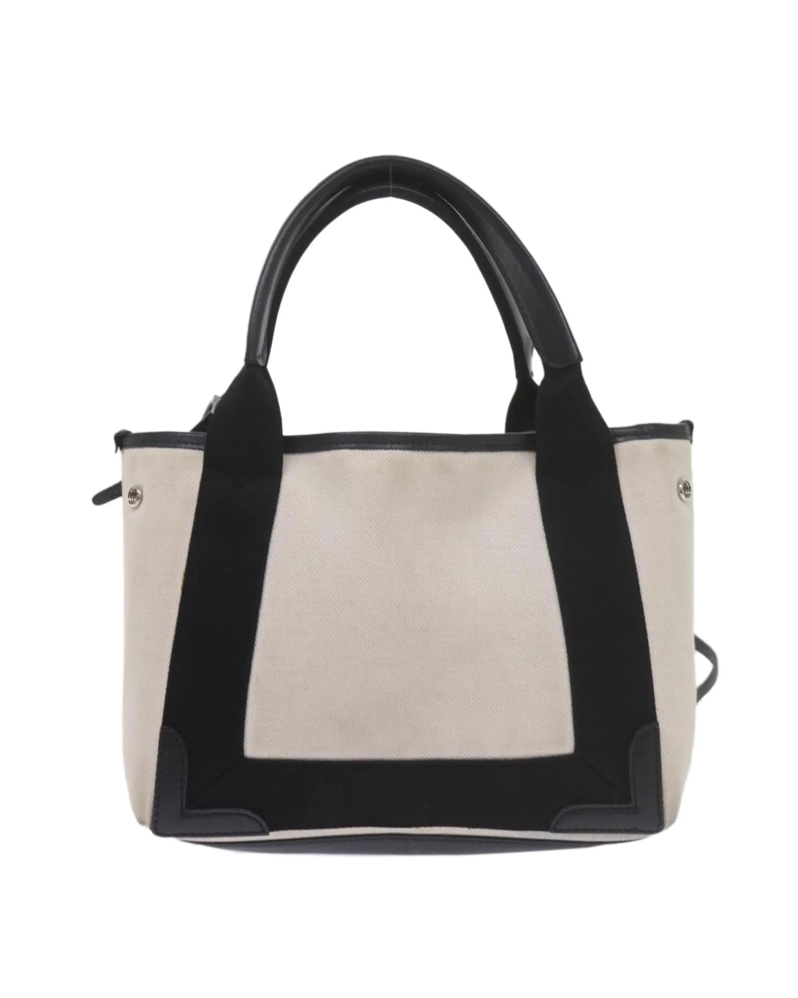 Canvas Hand Bag with Shoulder Strap - Black and White