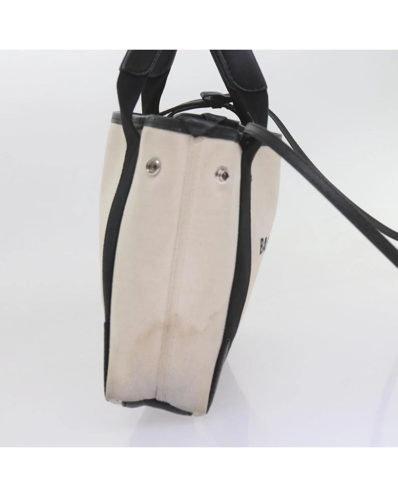 Canvas Hand Bag with Shoulder Strap - Black and White