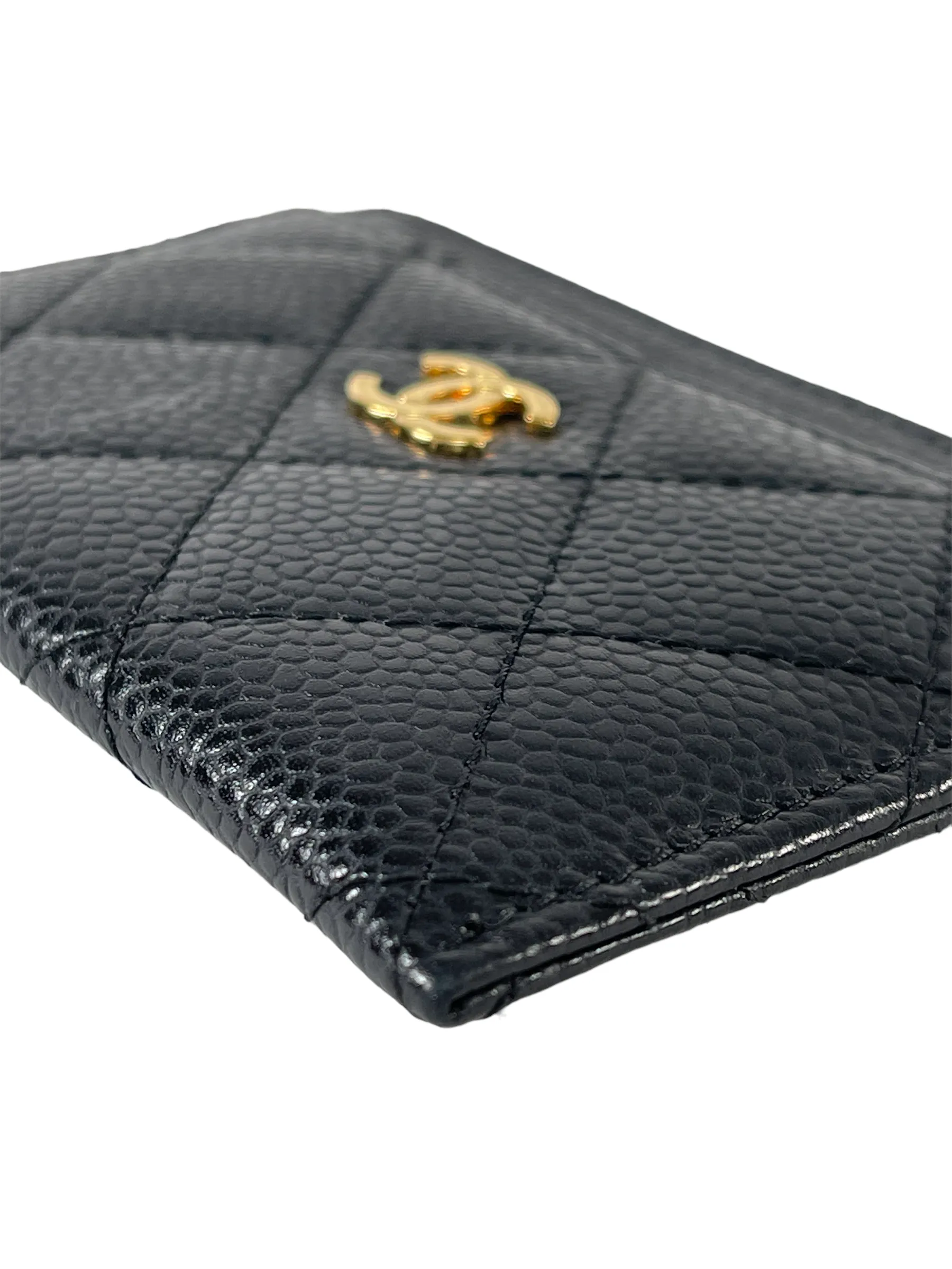 Chanel Black Grained Leather Card Holder