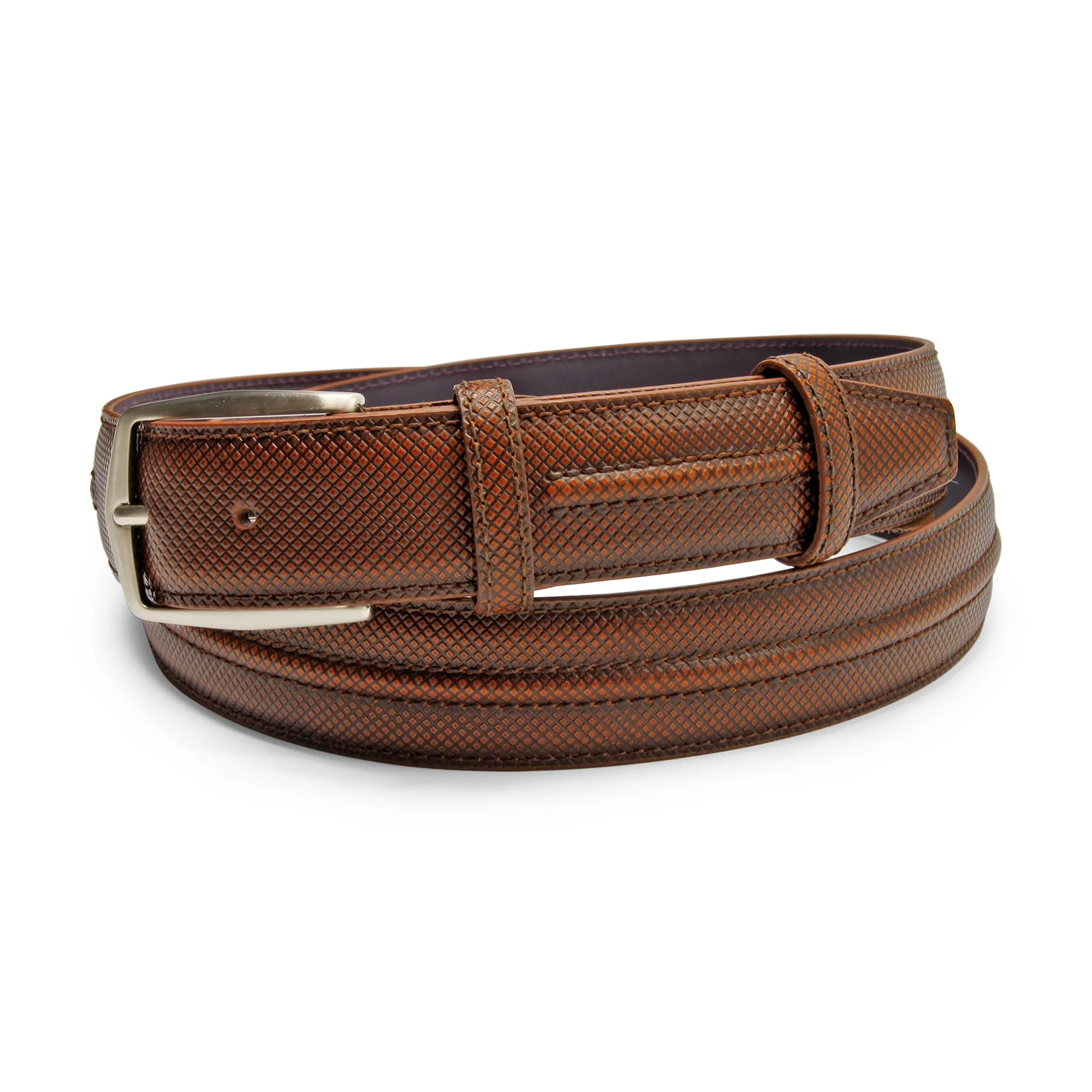 Cognac Flynn Dadino Texture Ridge Satin Belt