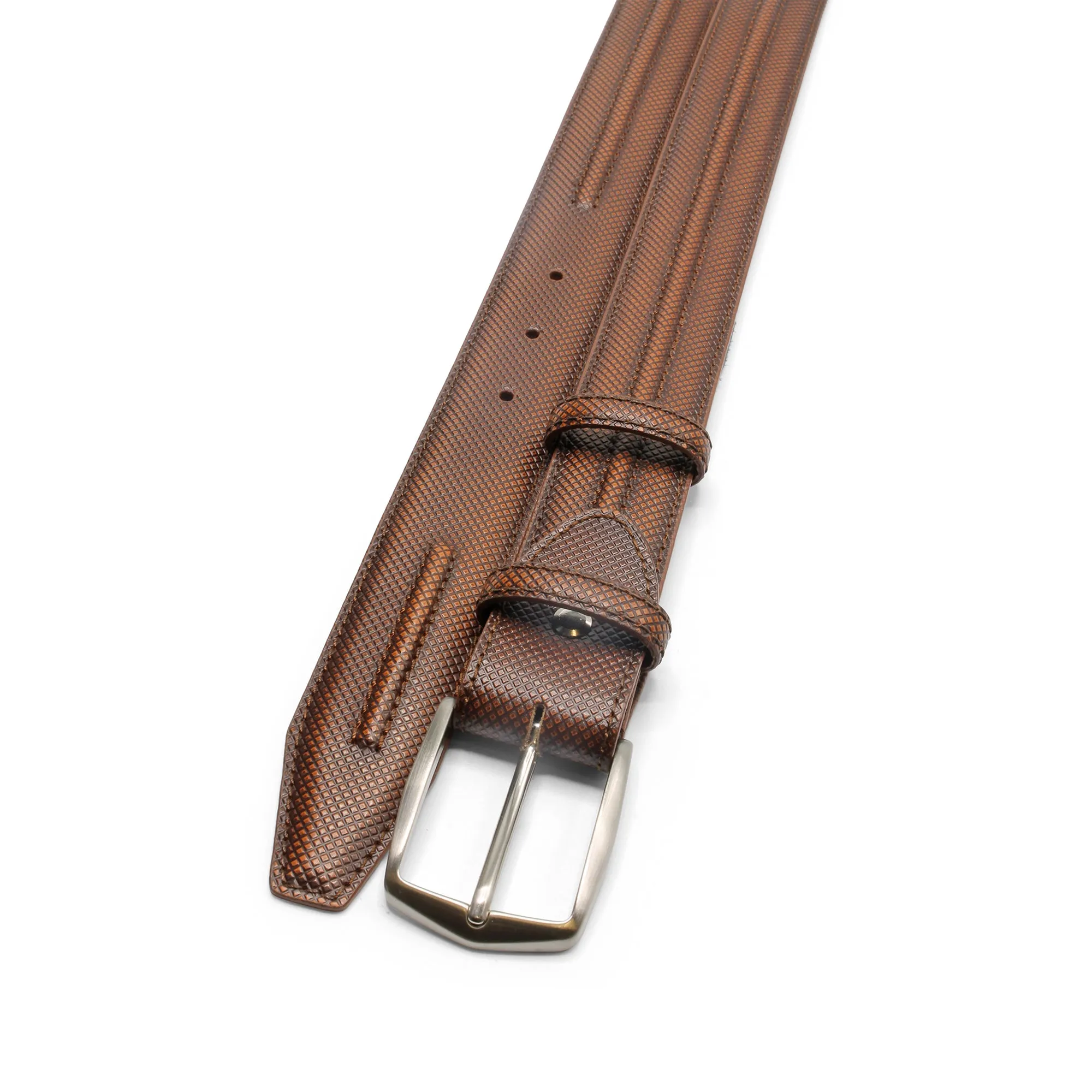 Cognac Flynn Dadino Texture Ridge Satin Belt