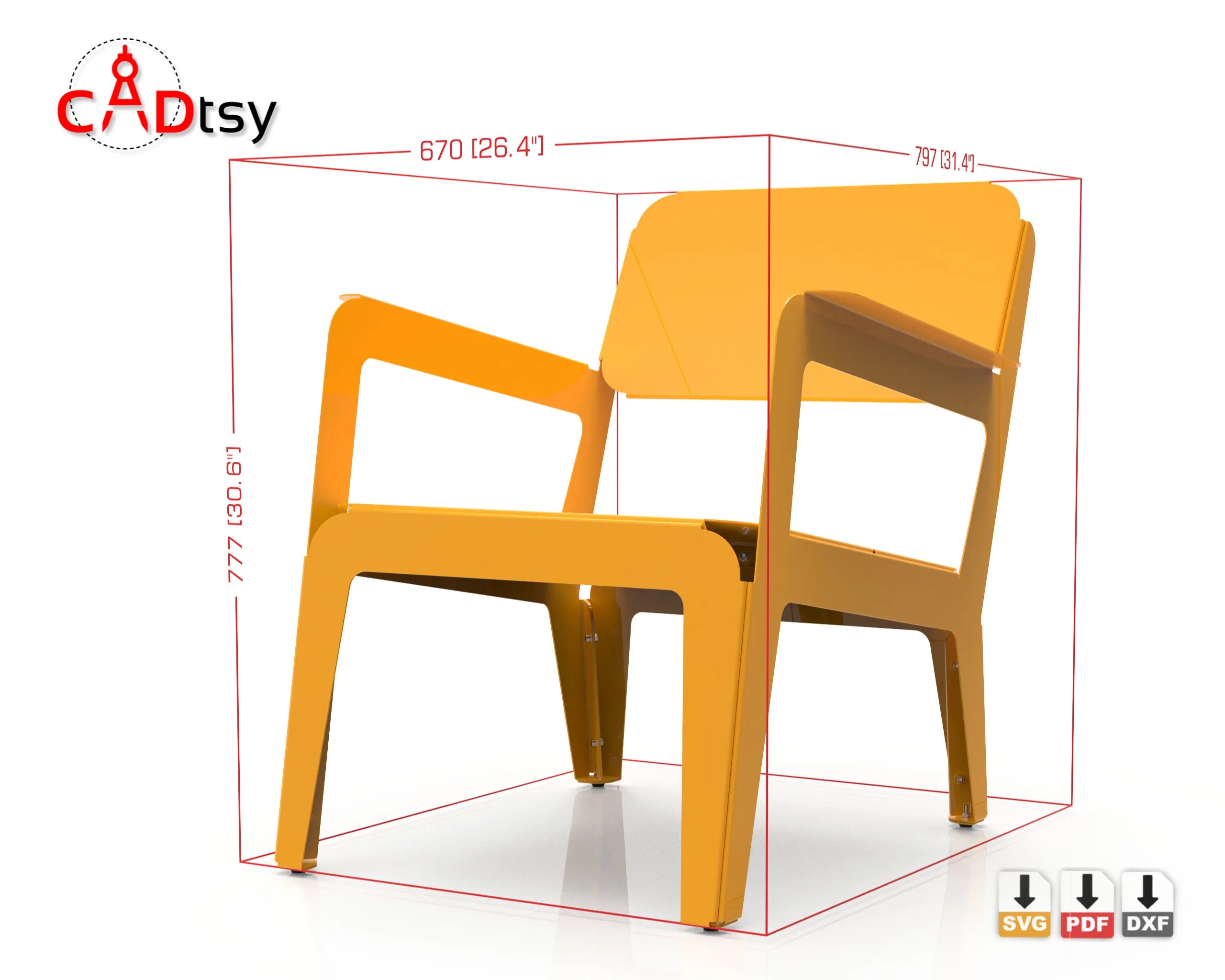 Contemporary Metal Lounge Chair - CNC Laser/Plasma DXF/SVG Cutting Files