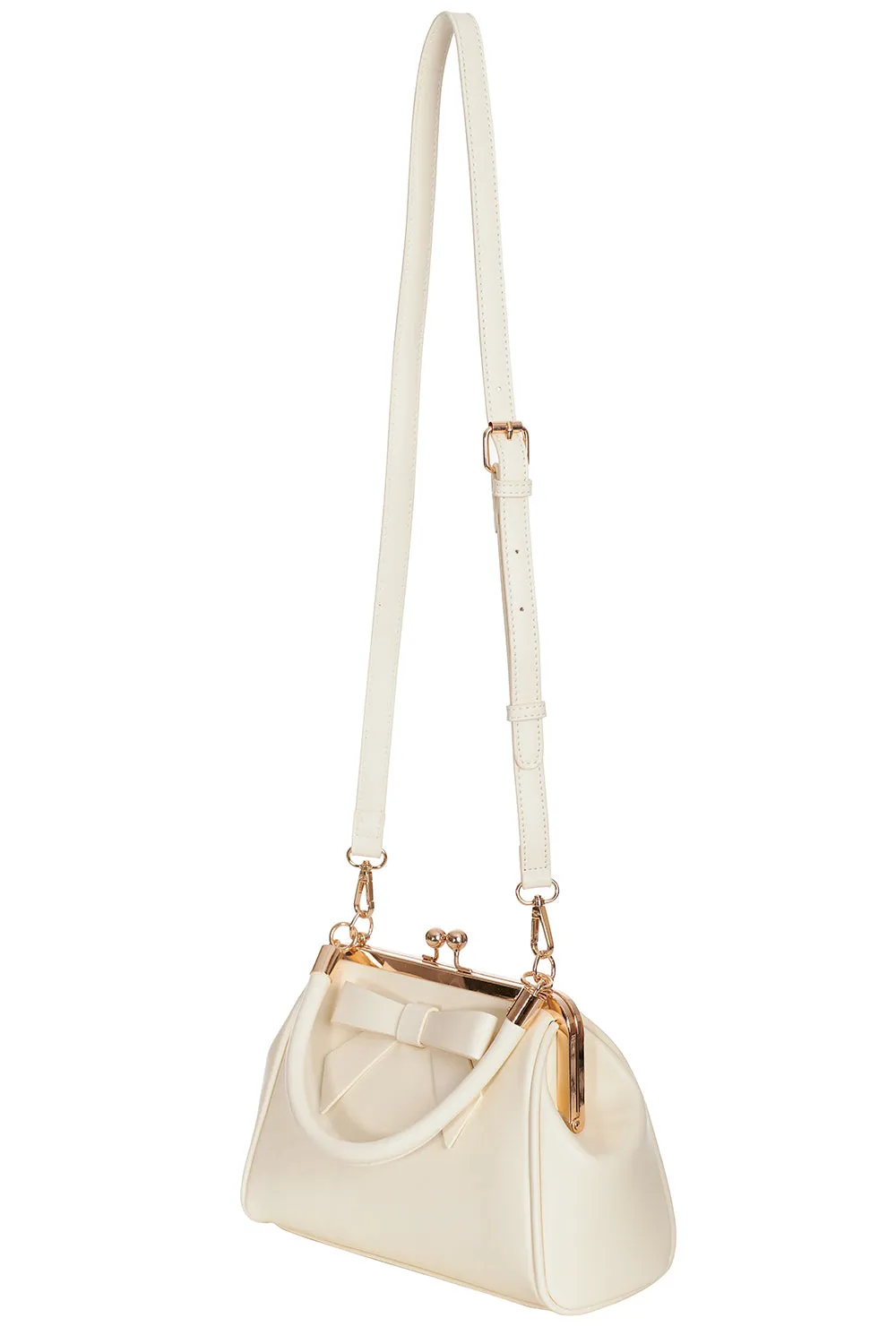 Cream Retro Patent Handbag