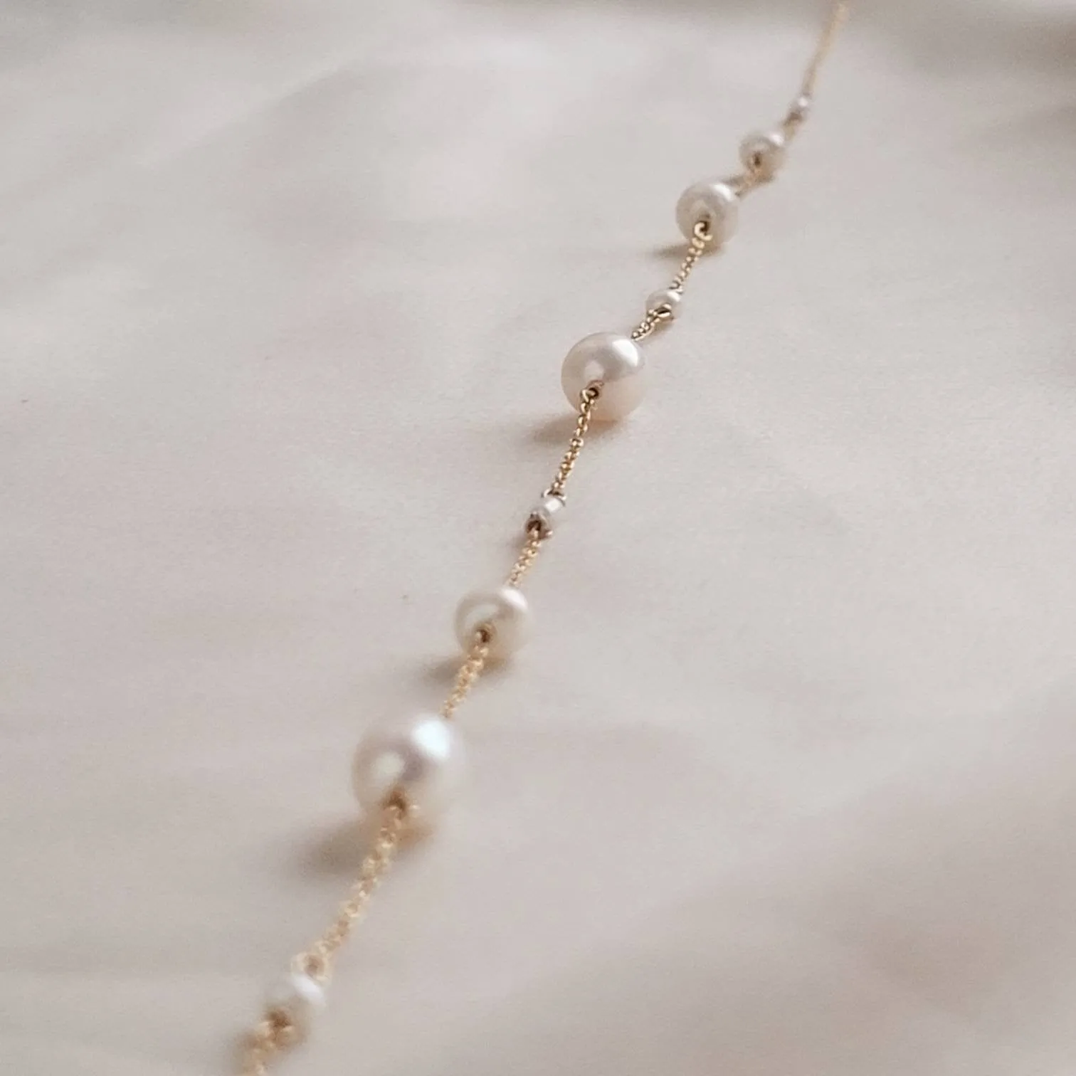 Dainty Pearl Station Necklace