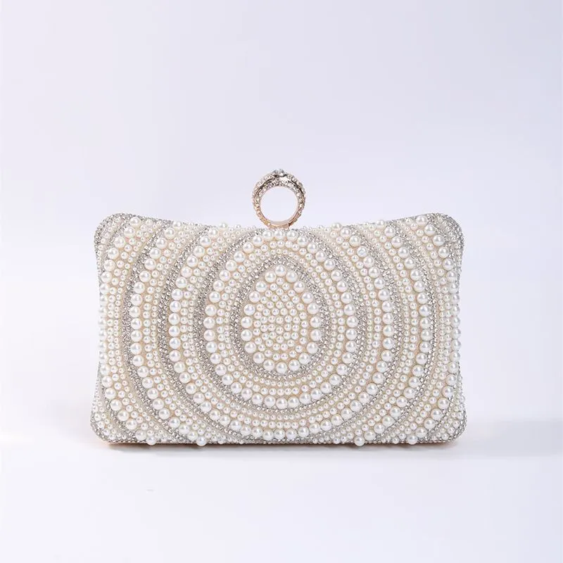 Dani Ivory Pearl Evening Clutch Bag - Gold