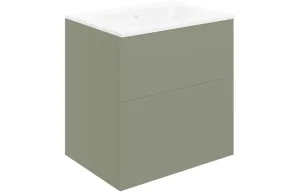 Darcy Matt Olive Green 600mm Wall Hung Vanity Unit And Basin, choice of handles