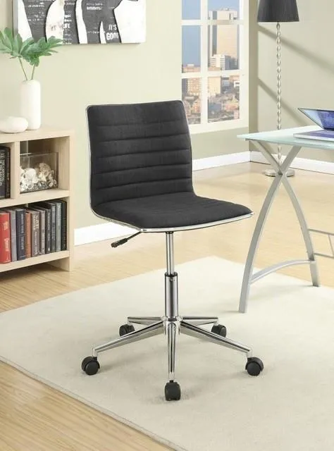 Dex Modern Fabric and Chrome Swivel Office Chair, Black