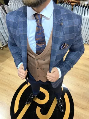 Elazar - Navy/Brown 3 Piece Suit