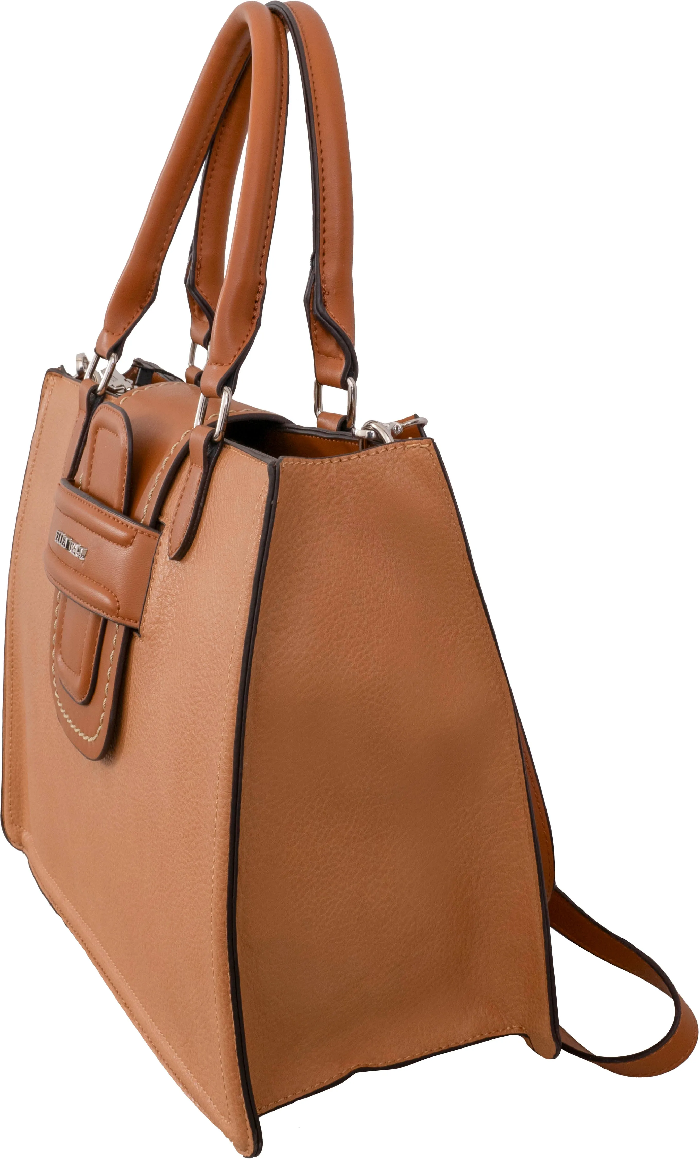 Ellen Tracy Double Handle Top Flap Satchel with Front Flap Detail