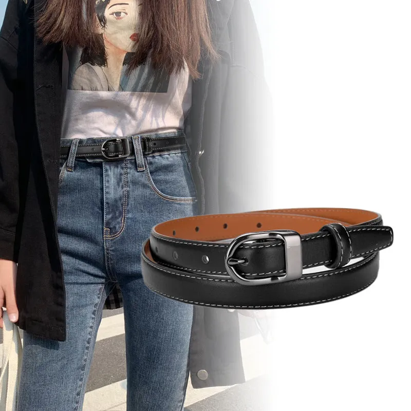 First Layer Belt Women's Simple Decoration Jeans Strap All-Match Fashion Leather Casual Thin