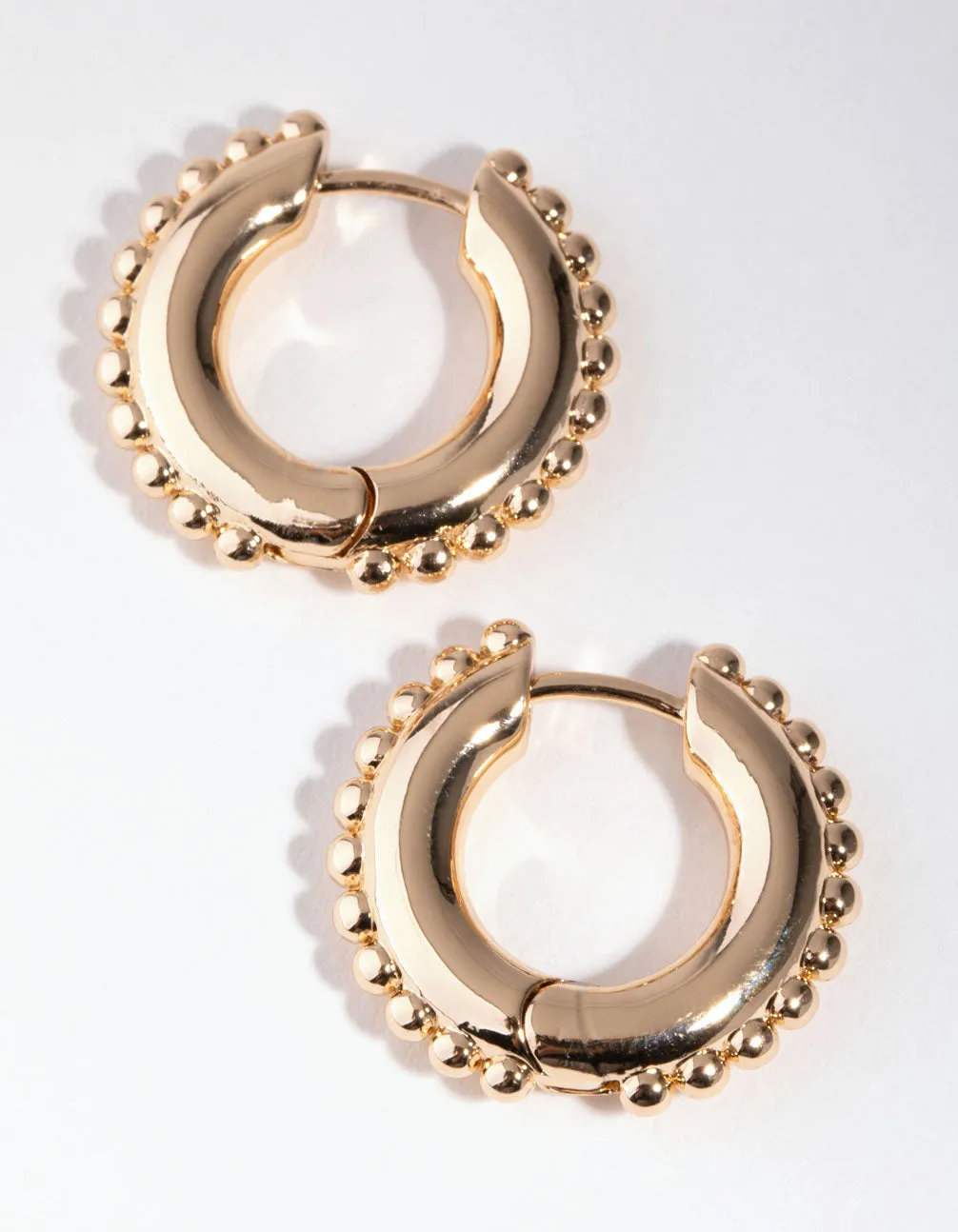 Gold Metal Ball Edge Earrings