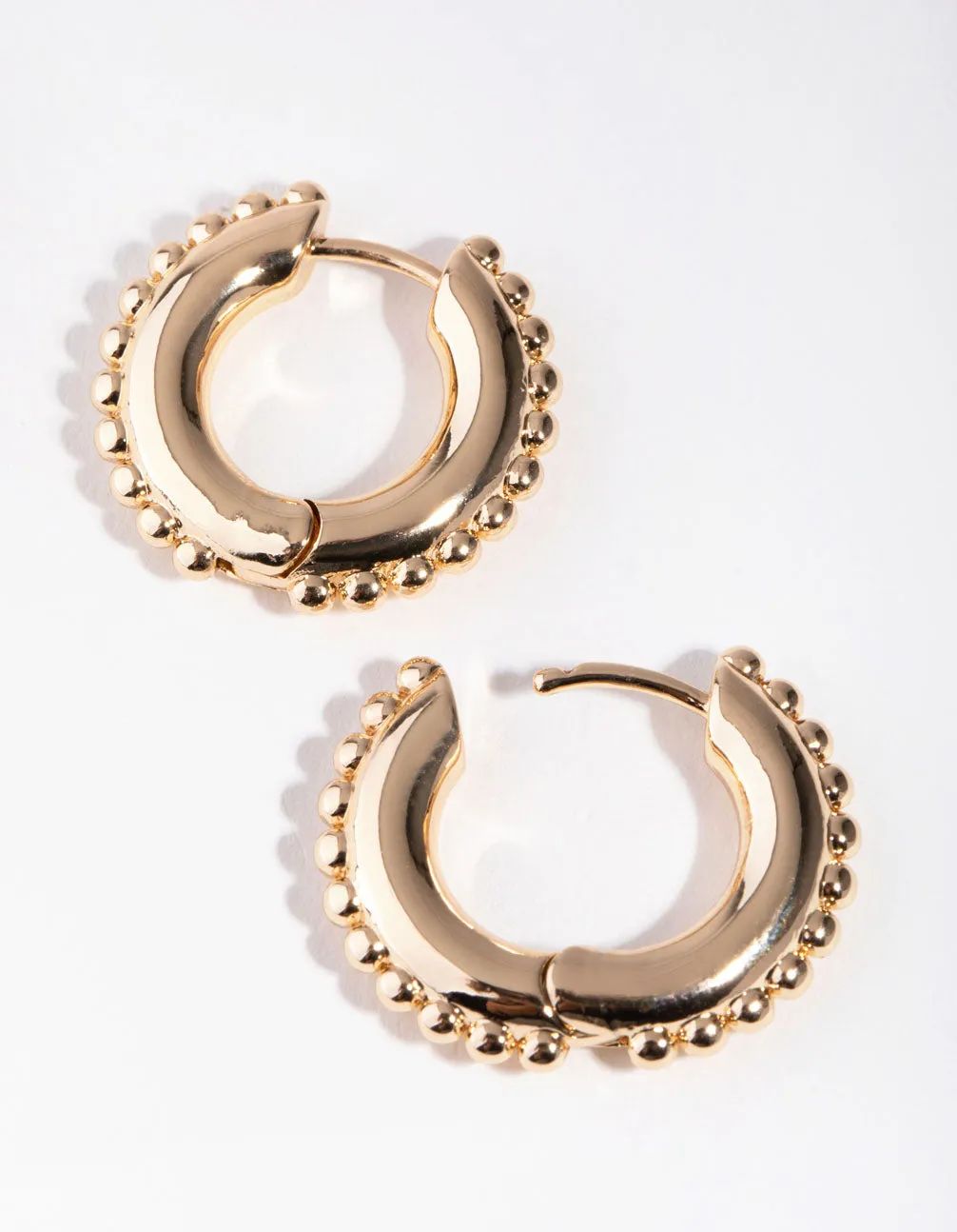 Gold Metal Ball Edge Earrings