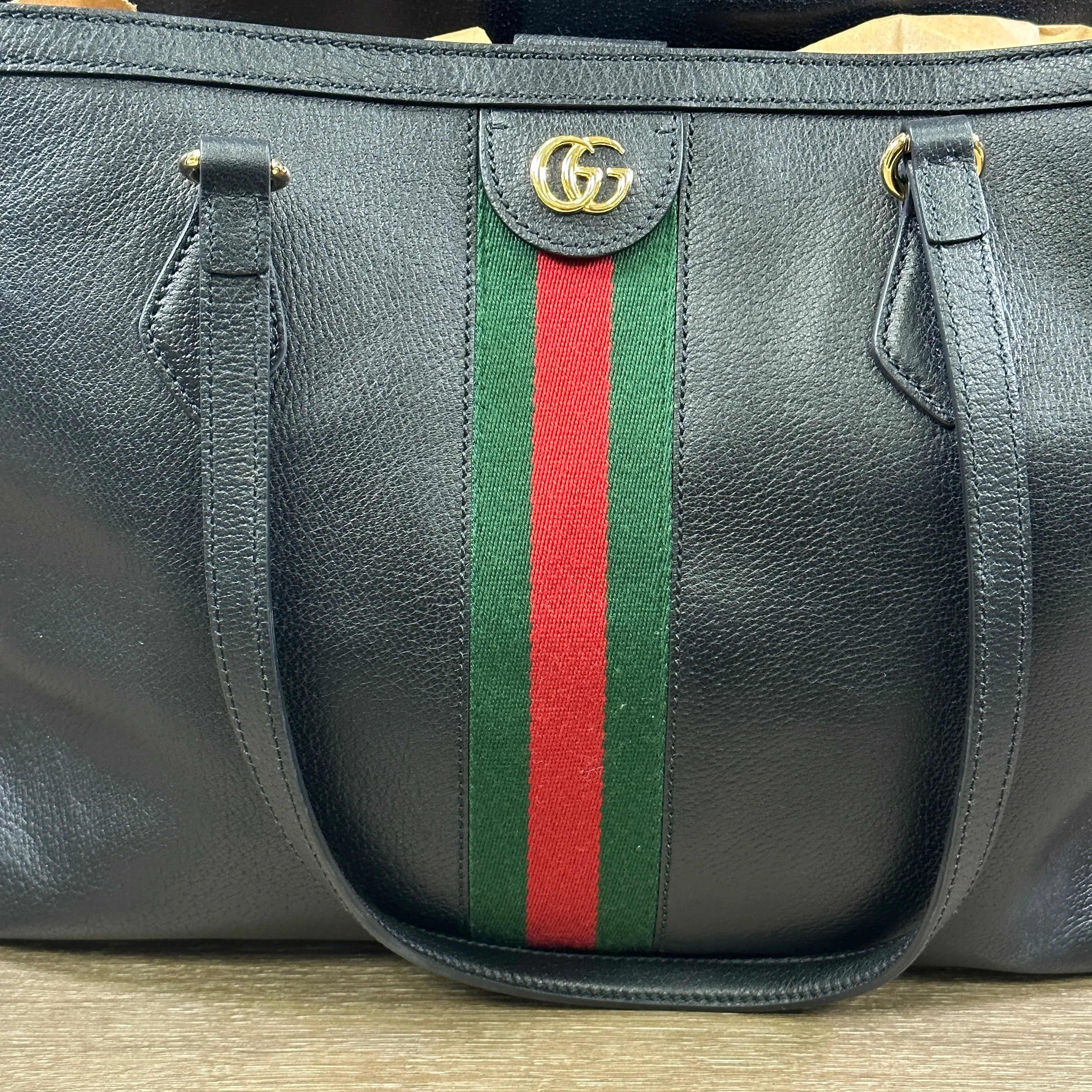 Gucci Ophidia Black Leather Tote - Medium