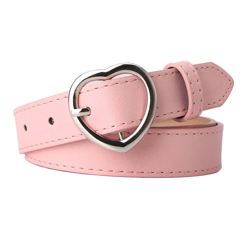 Jeans Decorative Band Girls' Clothing Matching Belt Heart-Shaped Alloy Pin Buckle