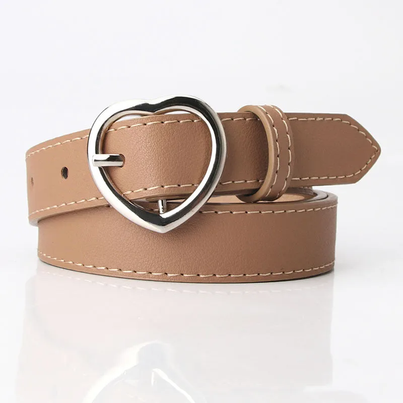 Jeans Decorative Band Girls' Clothing Matching Belt Heart-Shaped Alloy Pin Buckle