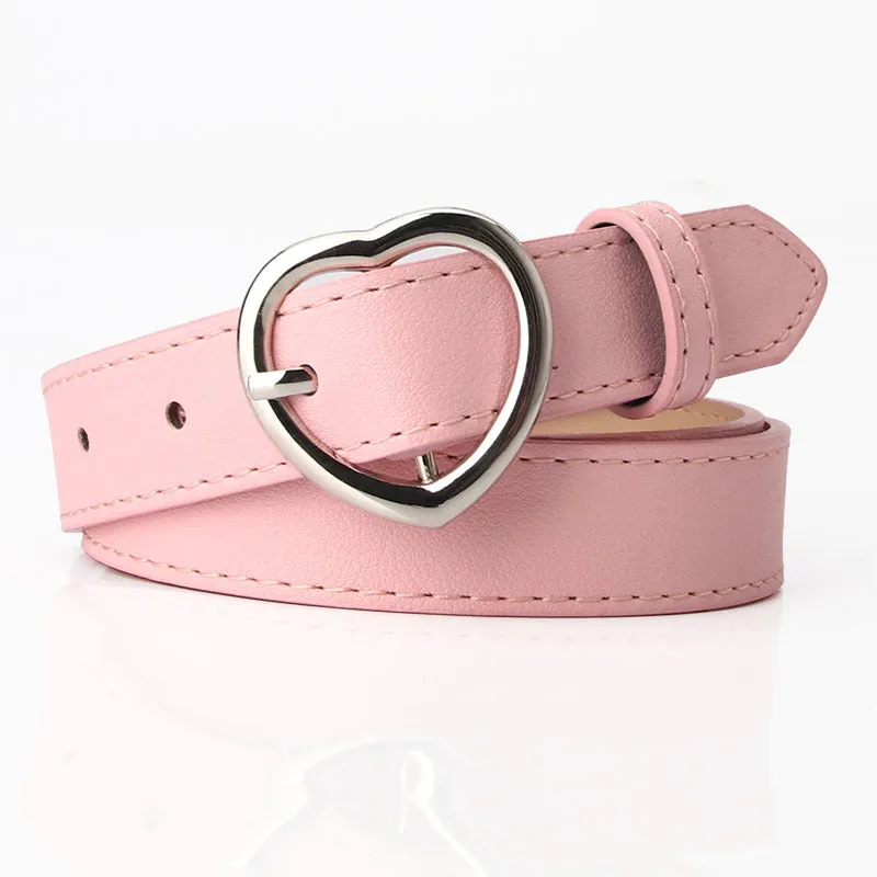 Jeans Decorative Band Girls' Clothing Matching Belt Heart-Shaped Alloy Pin Buckle