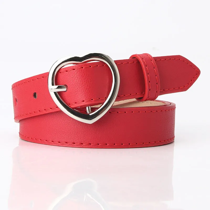 Jeans Decorative Band Girls' Clothing Matching Belt Heart-Shaped Alloy Pin Buckle