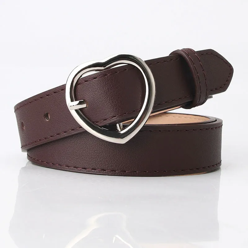 Jeans Decorative Band Girls' Clothing Matching Belt Heart-Shaped Alloy Pin Buckle