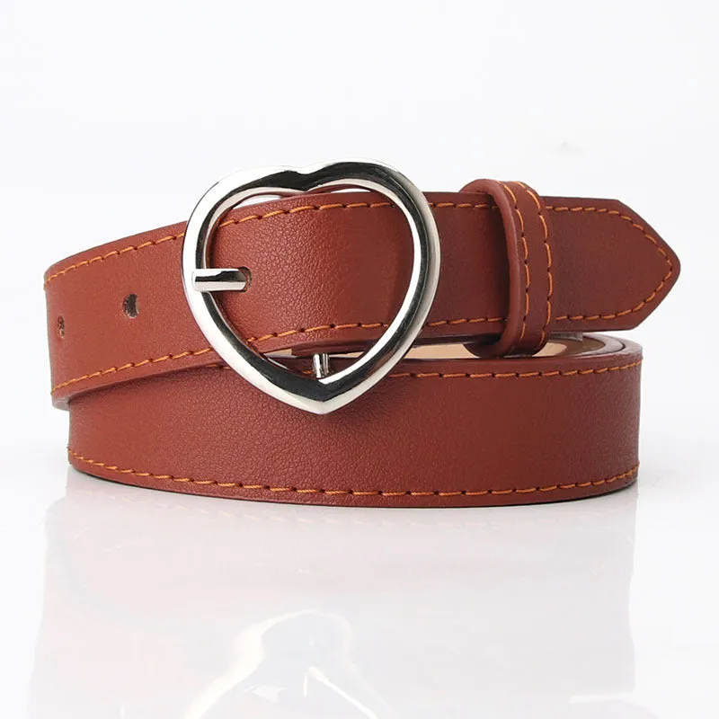 Jeans Decorative Band Girls' Clothing Matching Belt Heart-Shaped Alloy Pin Buckle