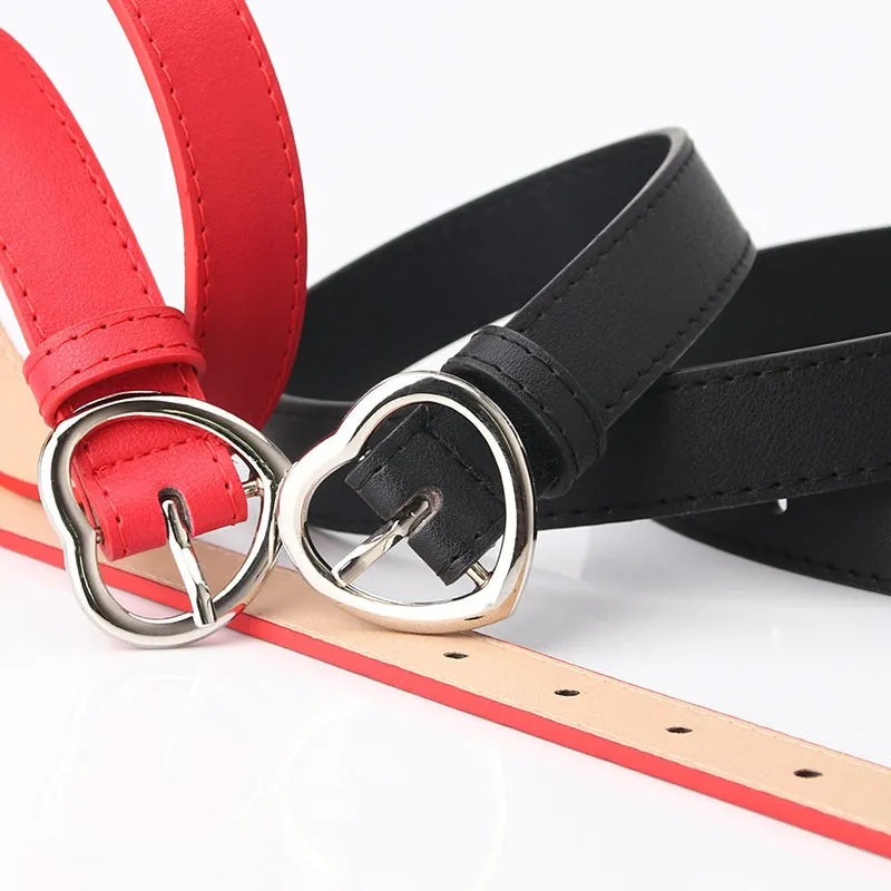 Jeans Decorative Band Girls' Clothing Matching Belt Heart-Shaped Alloy Pin Buckle