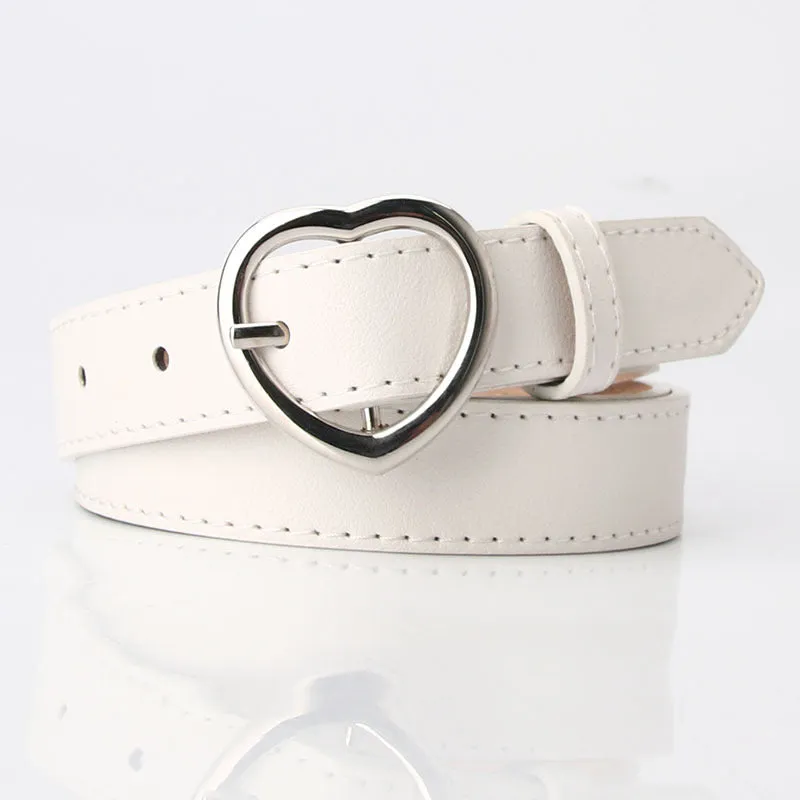 Jeans Decorative Band Girls' Clothing Matching Belt Heart-Shaped Alloy Pin Buckle