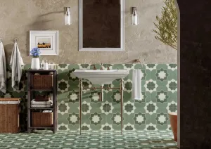 Kadakoy Olive Green Patterned Tiles 33cm x 33cm