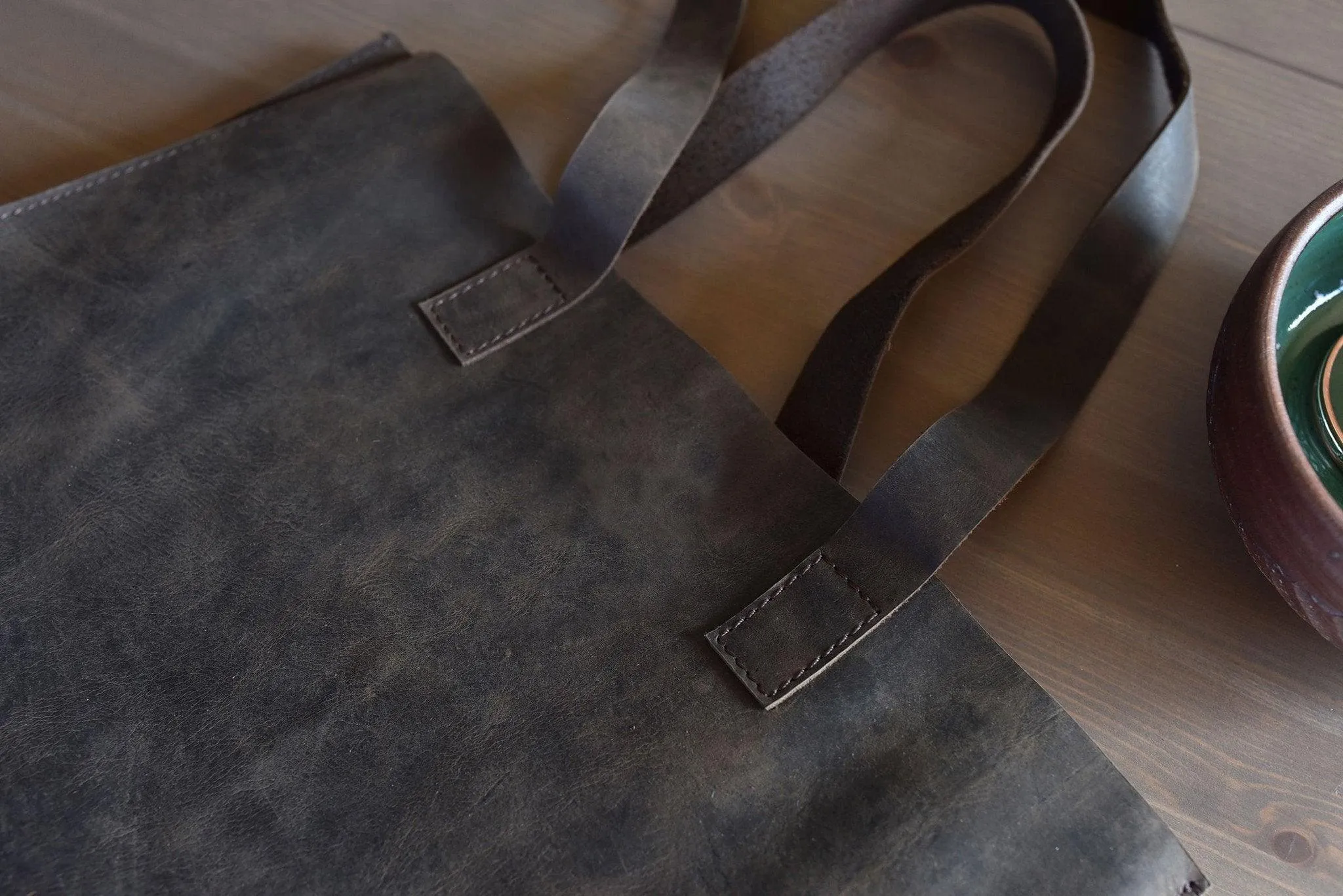 Kiko Leather Raw Edge Tote