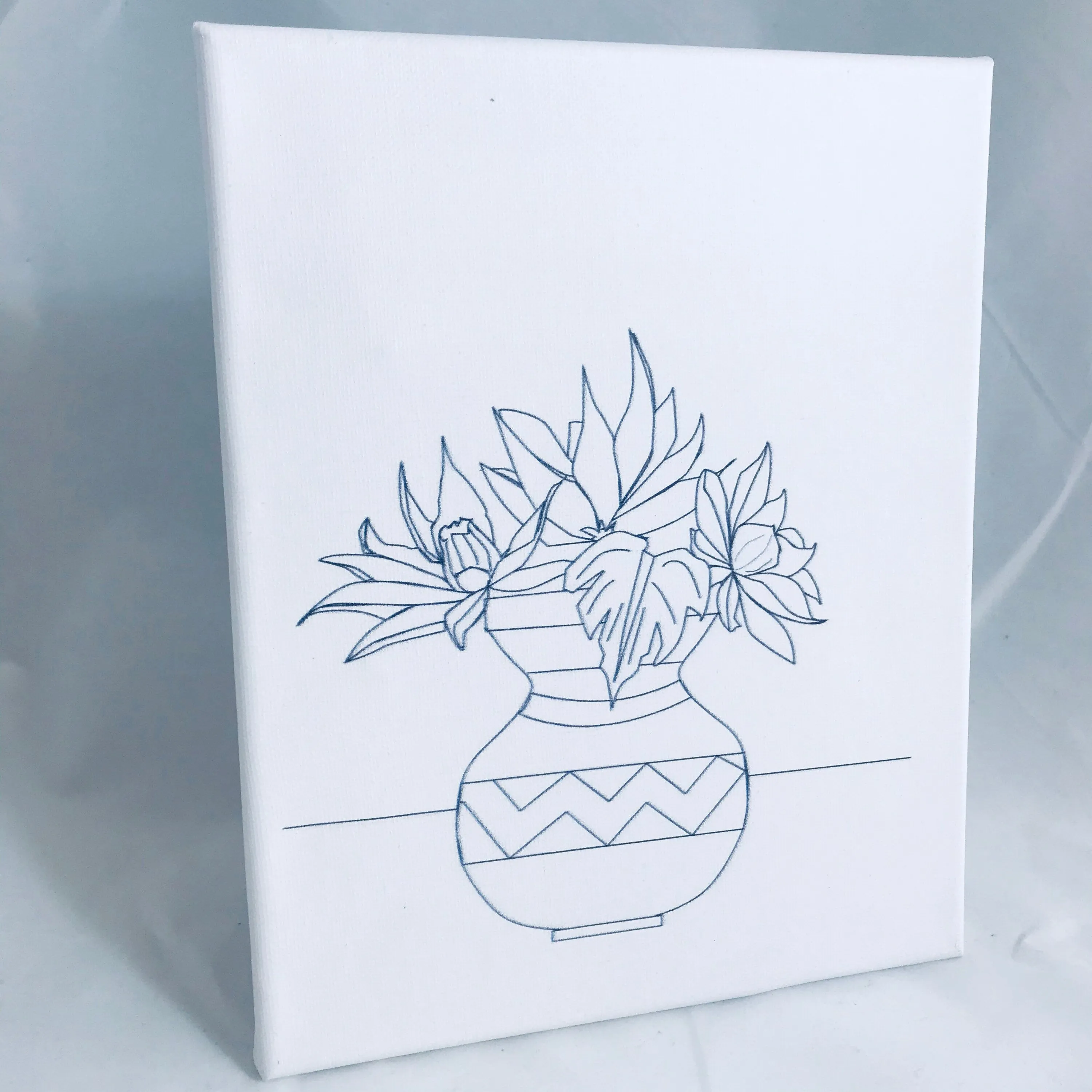 Lilies in African Vase - BubaLapa Predrawn Painting Canvas - Easy to paint