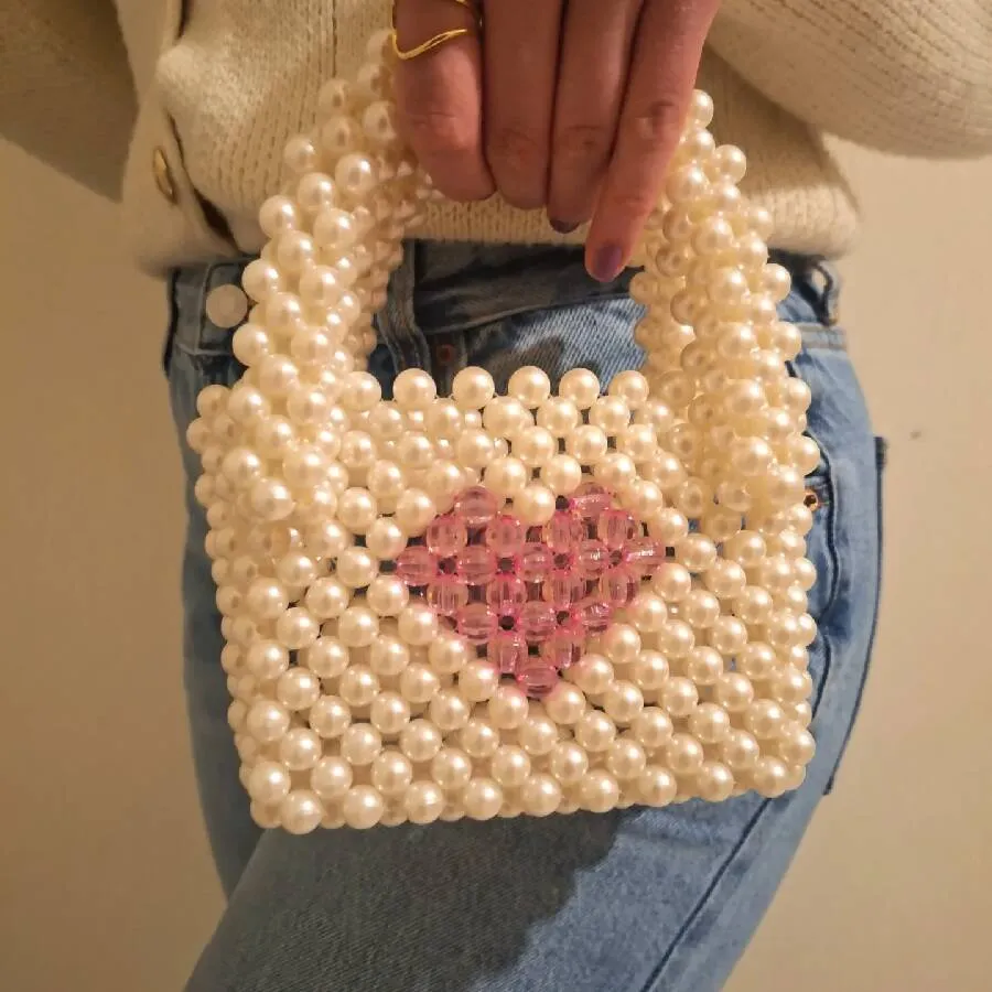 Lulua Stitches Handmade Small Pearl Bag