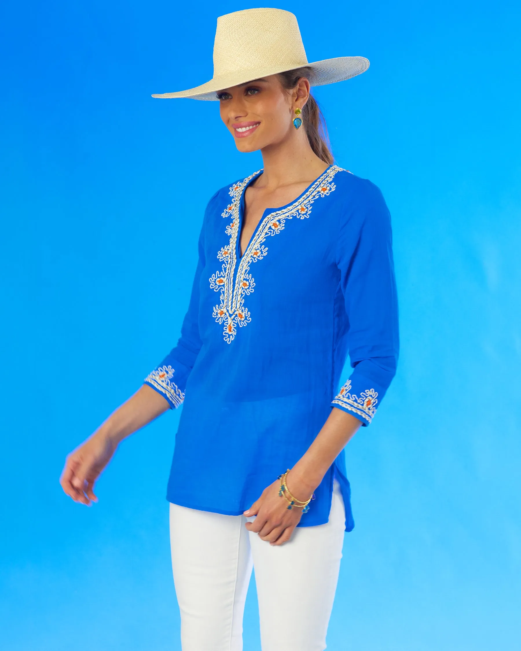 Mallorca Tunic with Coral Embellishment