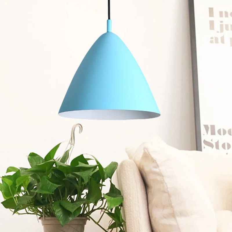 Modern Metal Tapered Ceiling Pendant Light - 10.5"/13"/16" Diameter - Hanging Lamp Kit in Pink/Blue/Green - 1 Light