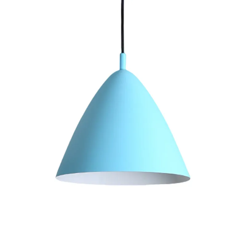 Modern Metal Tapered Ceiling Pendant Light - 10.5"/13"/16" Diameter - Hanging Lamp Kit in Pink/Blue/Green - 1 Light