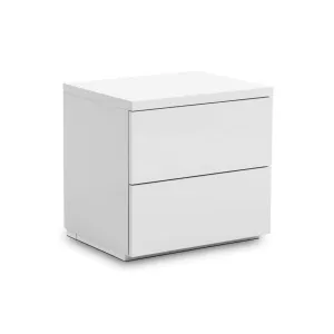 Monaco 2 Drawer Bedside - White High Gloss