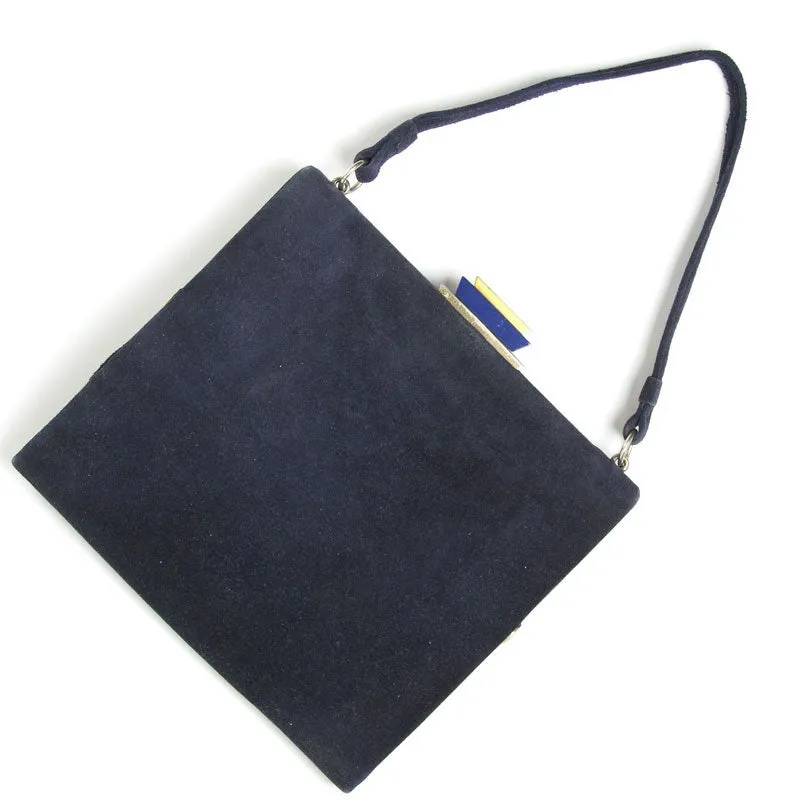 Navy Suede Art Deco Handbag