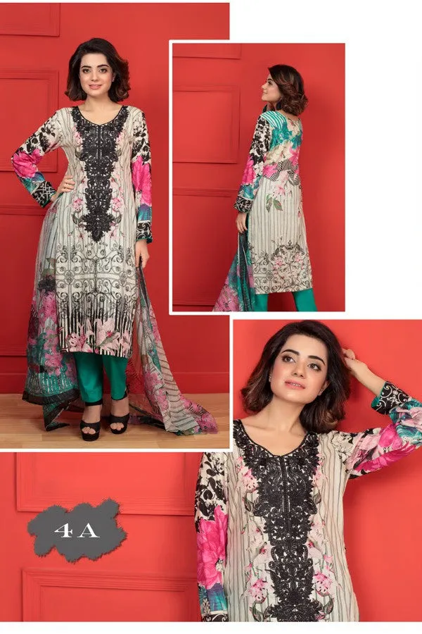 Needle Creation Elegant Embroidered Lawn Collection '17 – 4A