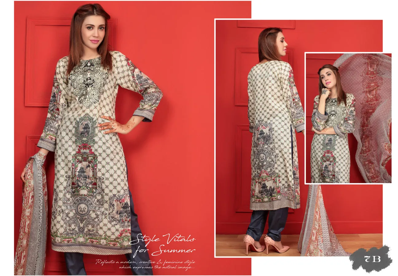 Needle Creation Elegant Embroidered Lawn Collection '17 – 7B