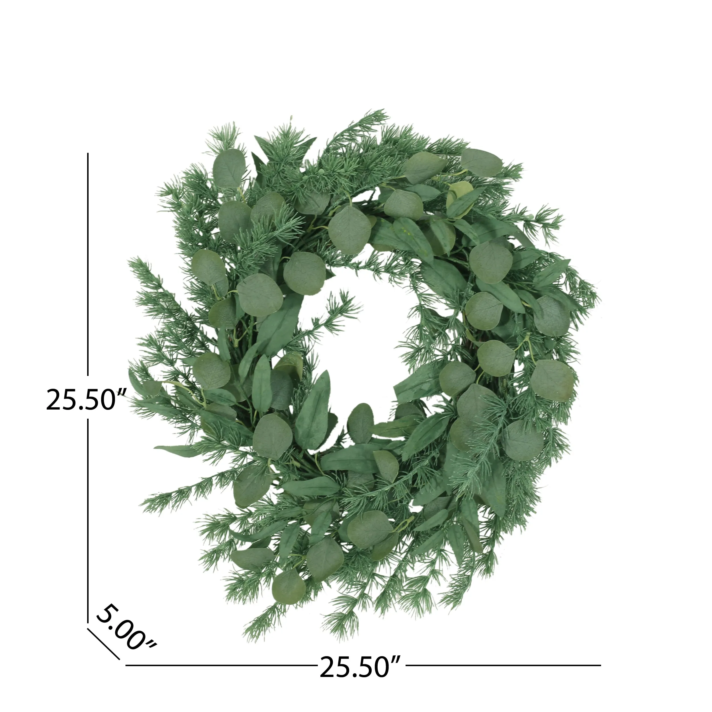 Nolta 24.5" Eucalyptus and Fir Artificial Wreath, Green