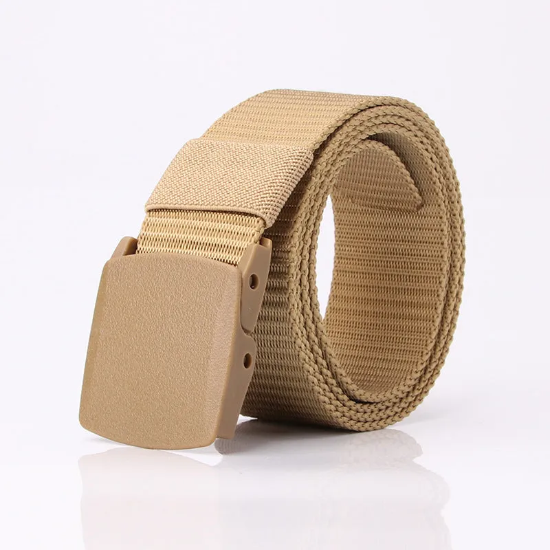 Nylon Waistband Student Military Training Pant Belt Breathable Plastic Buckle Canvas Belt Female