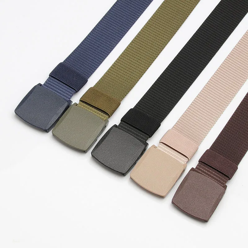 Nylon Waistband Student Military Training Pant Belt Breathable Plastic Buckle Canvas Belt Female