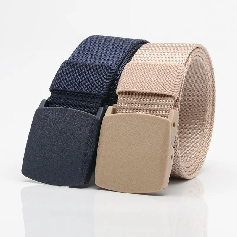 Nylon Waistband Student Military Training Pant Belt Breathable Plastic Buckle Canvas Belt Female