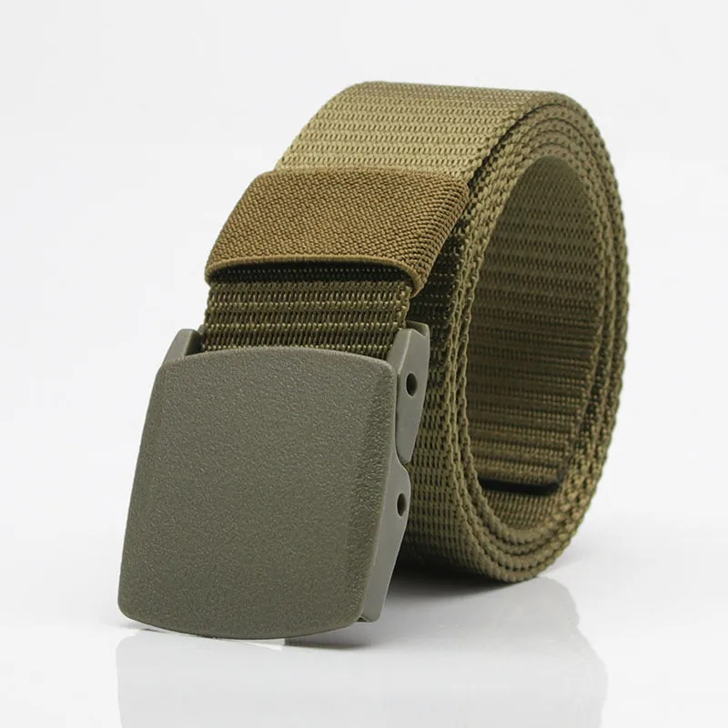 Nylon Waistband Student Military Training Pant Belt Breathable Plastic Buckle Canvas Belt Female