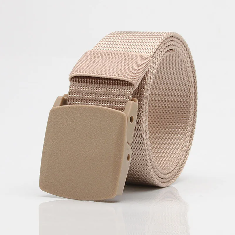 Nylon Waistband Student Military Training Pant Belt Breathable Plastic Buckle Canvas Belt Female