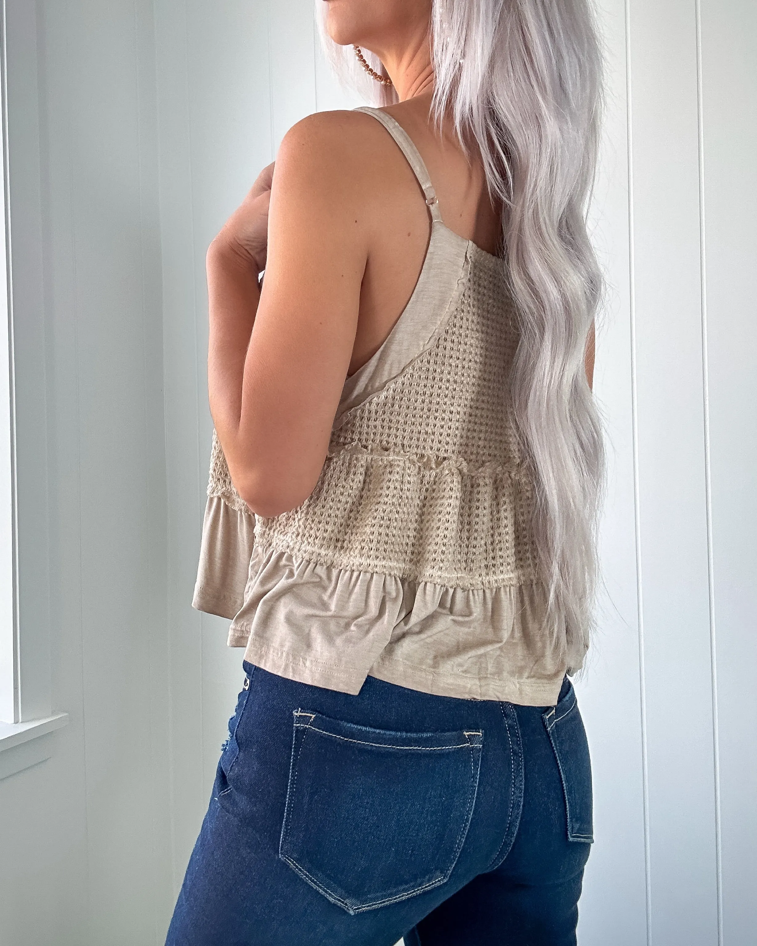 Only Choice Crochet Knit Tank - Wheat