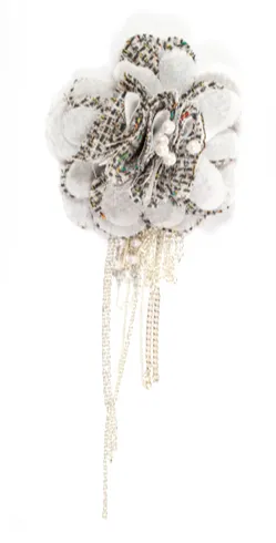 Organza Floral Piece with Dangling Chain - 1 Piece