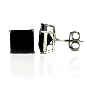 P772 Black Square Post Earrings