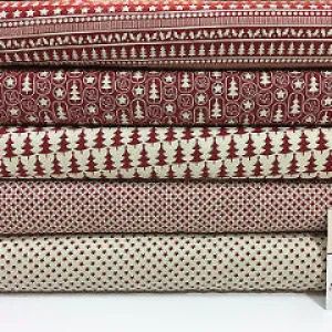 Red Scandi 100% Cotton Christmas themed Patchwork and Crafting  Fabric 45" Mtex