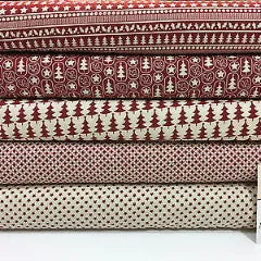 Red Scandi 100% Cotton Christmas themed Patchwork and Crafting  Fabric 45" Mtex