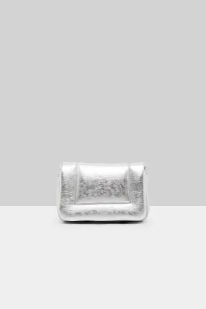 Riquadro Laminated Leather Clutch Bag in Silver Foil