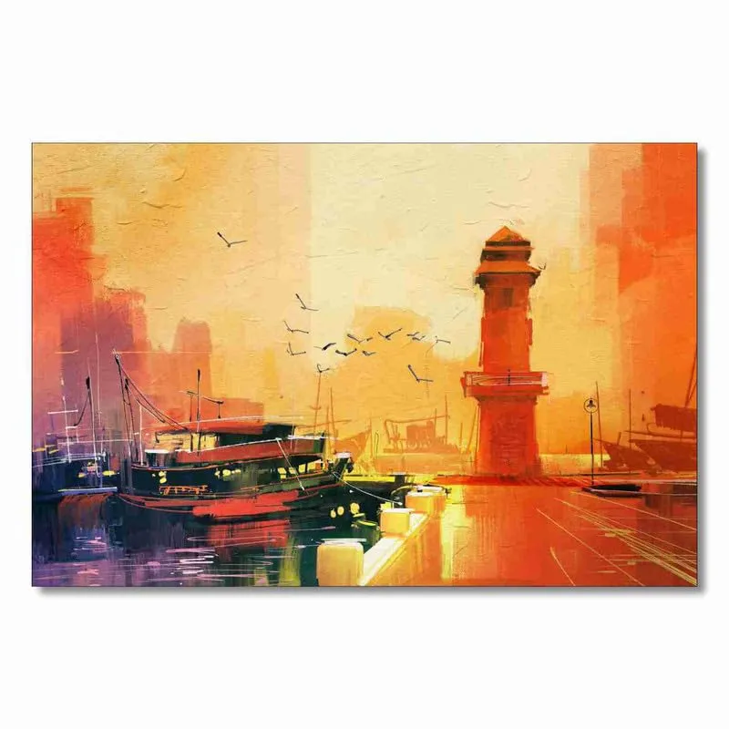 SAF paintings Unframed Rolled Art Print||Abstract City Theme Canvas Wall Art Print for Home Décor And Office||Unframed canvas Painting For Wall decor||Home wall and Office Interior CR-54