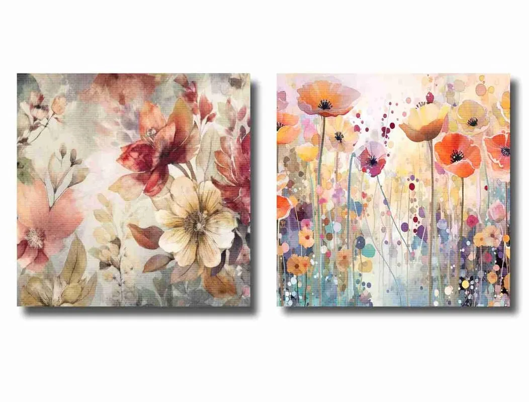 SAF paintings Wooden Framed Canvas Painting ||Set Of 2 Abstract Floral Theme Canvas Wall Art Painting for Home Décor Office||For Bedrom,Living Room Home wall and Office Interior CR-192